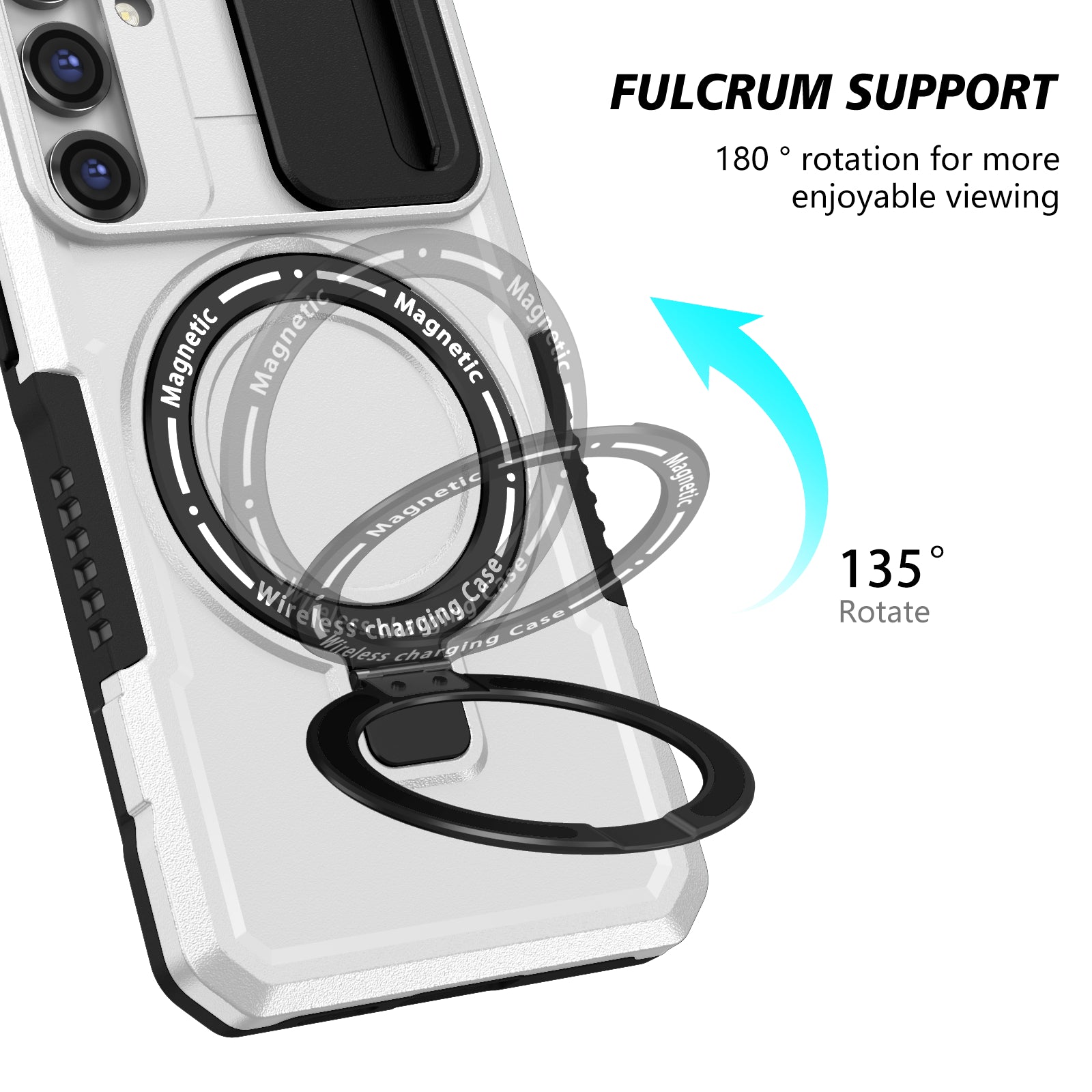 Compatible with MagSafe PC TPU Case for Samsung Galaxy S23 FE Kickstand Anti-Drop Phone Shell with Sliding Lens Cover Compatible with MagSafe PC TPU Case for Samsung Galaxy S23 FE Kickstand Anti-Drop Phone Shell with Sliding Lens Cover